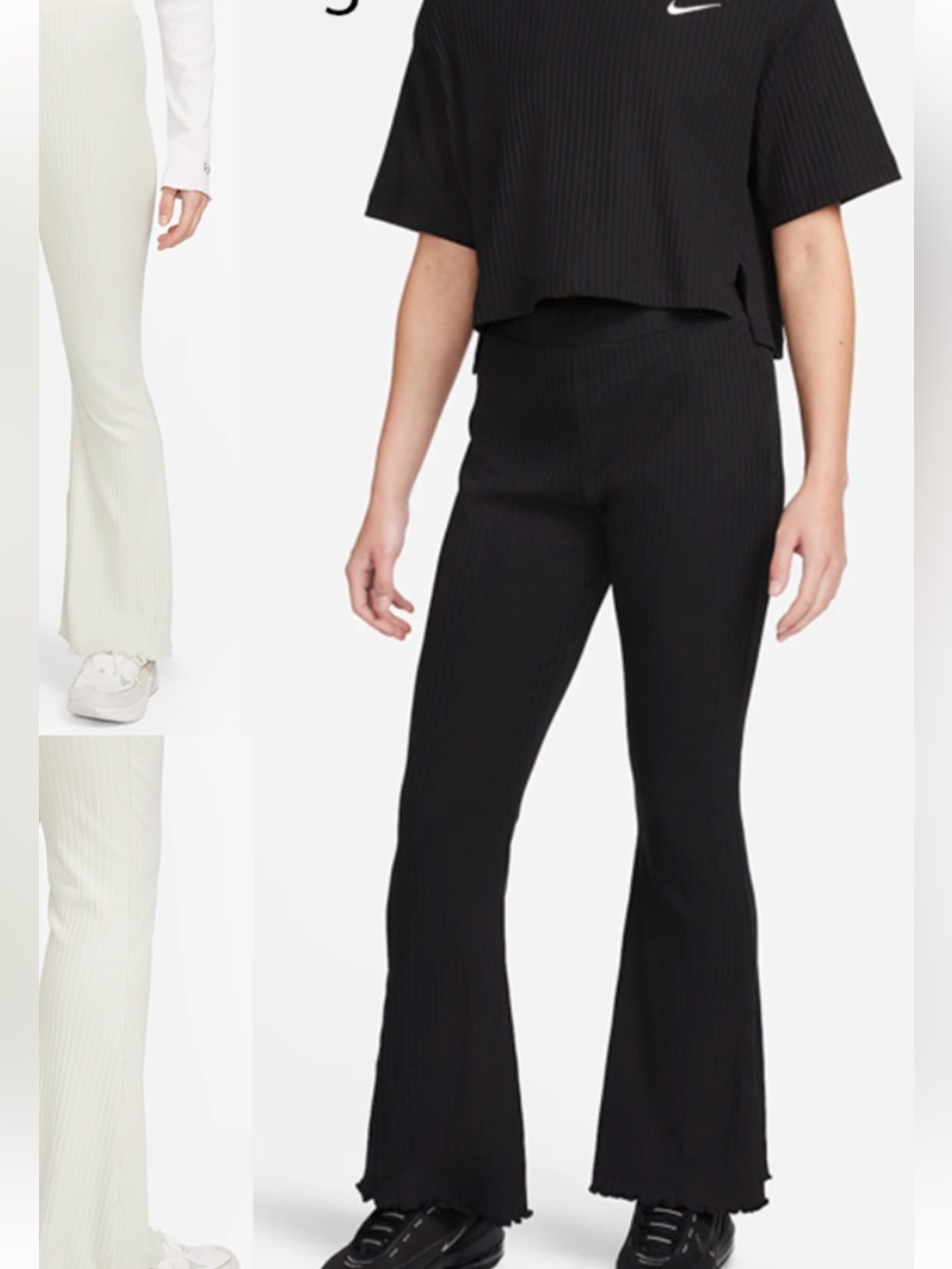 Nike Sportswear Ribbed Jersey Flare Pants Black Size XS